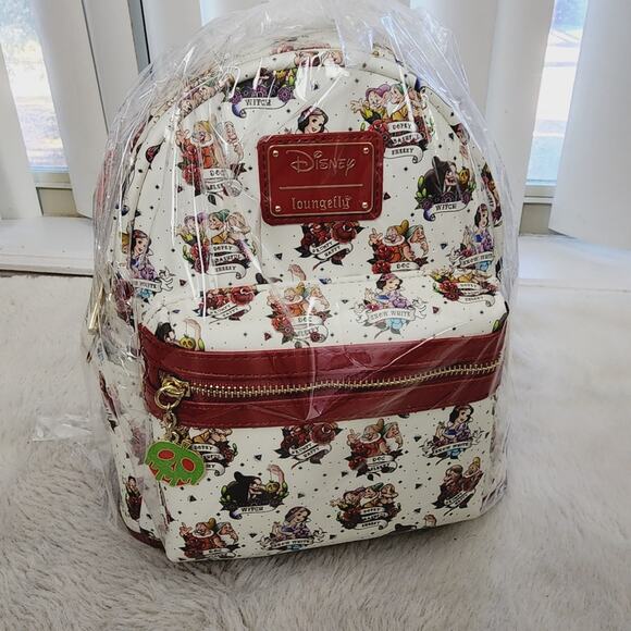 NEW Loungefly Disney Snow White 7 Dwarfs Tattoo Exclusive Mini Backpack - Picture 4 of 10